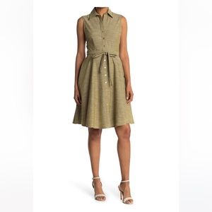 Sharagano Sleeveless Tie Waist Shirt Dress Size 10